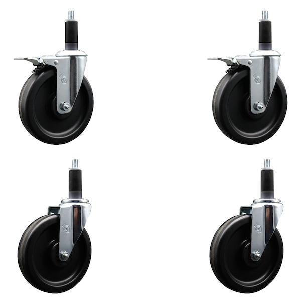 Service Caster 6'' Phenolic Swivel 1-1/8'' Expand Stem Caster Set 2 Total Lock Brakes, 4PK SCC-EXTTL20S615-PHS-2-S-2-118 - main